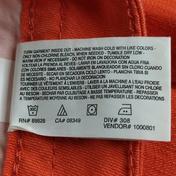 Nine West Missy Capris 8/29 Orange/Coral 2 Back Pocket Sparkle Embellishments - Picture 10 of 16